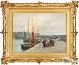 Dutch harbor scene by William Edward Norton, watercolor, sold Jan 2025