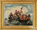 rendition of Washington Crossing the Delaware by Emanuel Leutze, oil on canvas, sold Jan 2025