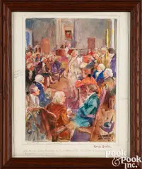 rough sketch by Arthur E. Becher, watercolor, sold Jan 2025