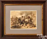 illustration depiction for the book Life and Death on the Ocean by Henry Howe. It depicts Stephen Decatur and his men fighting hand to hand aboard a gunboat during the first Barbary War by F. O. C. Darley, watercolor and pencil, sold Jan 2025