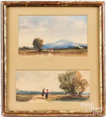 Continental landscapes with figures by John Sartain, watercolor, sold Dec 2024
