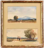 Continental landscapes with figures by John Sartain, watercolor, sold Dec 2024