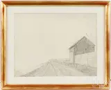 sketch of a Germantown avenue by Charles Jones Wister, 1833, pencil, sold Dec 2024