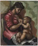 mother and child by Frank Stamato, oil on canvas, sold Dec 2024
