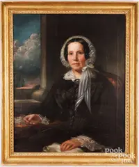 portrait of Mrs. Charles Burgess by Daniel Huntington, oil on canvas, sold Dec 2024