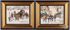 winter scenes by Serge Brunoni, oil on canvas, sold Dec 2024
