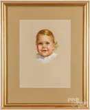 portrait of a child by Zoe Shippen, pastel, offered Dec 2024