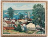 town scene by Cesare Ricciardi, oil on canvas, sold Dec 2024