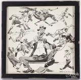 sports cartoon by Willard Harlan Mullin, watercolor and ink, sold Nov 2024
