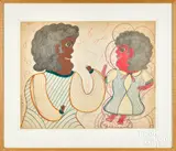 mother and child by Inez Nathaniel-Walker, 1977, mixed media, sold Nov 2024