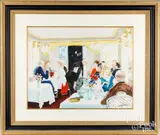 restaurant interior by Wing Howard, watercolor, sold Oct 2024