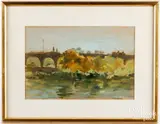 Schuylkill River scene by Seymour Remenick, oil on paper, sold Oct 2024