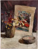 still life by Julius T. Bloch, oil on canvas, sold Oct 2024
