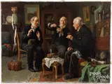 interior with three gentlemen by Louis Henry Charles Moeller, oil on canvas, sold Oct 2024