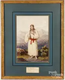 portrait of a young woman by Théodore Valério, watercolor, sold Oct 2024