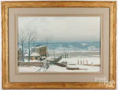 winter landscape by Paul Koehler, pastel on paper, sold Oct 2024