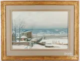 winter landscape by Paul Koehler, pastel on paper, sold Oct 2024