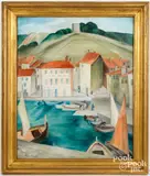 harbor scene by Helen Young, oil on canvas, sold Oct 2024