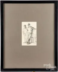 Negro Comedy Sketch by Francis Luis Mora, pencil on paper, sold Oct 2024