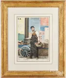 street vendor by Antonio Mattolini, watercolor, sold Oct 2024