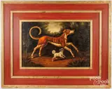 of two dogs playing by William E. Skilling, oil on canvas laid on panel, sold Oct 2024