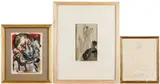sketches by Adolphe Borie, watercolor and pencil, sold Oct 2024