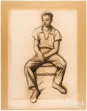 sketch of an African American boy by Julius T. Bloch, charcoal, sold Oct 2024