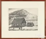 titled Adirondack Cabin by Rockwell Kent, lithograph, sold Sep 2024