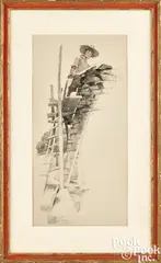 illustration titled He Worked as a Builder by Frank Schoonover, watercolor, sold Sep 2024