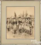 illustration of George Washington greeting troops by Frederick Coffay Yohn, watercolor, sold Sep 2024