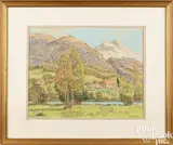 landscape of a mountain farm by William Henry Singer, pastel, sold Sep 2024