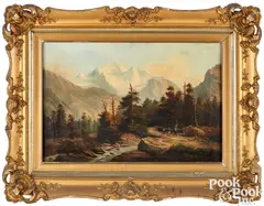 mountain landscape with travelers by John Ross Key, oil on canvas, sold Sep 2024