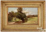 landscape with boy fishing by Hugh Bolton Jones, oil on canvas, sold Sep 2024