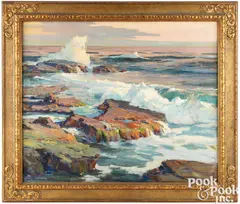coastal scene by Jack Wilkinson Smith, oil on canvas, sold Sep 2024