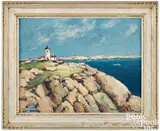 coastal scene with lighthouse by Walter Farndon, oil on canvas, sold Sep 2024