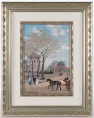 PLACE D'ITALIE PARIS STREET SCENE PAINTING by Michel Delacroix, oil on canvas, sold Apr 2026