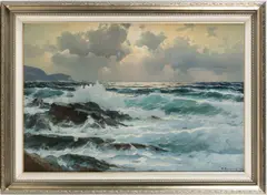 SEASCAPE PAINTING by Alexander Dzigurski, oil on canvas, sold Apr 2026