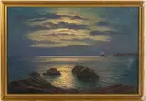 LUMINIST OCEAN SCENE by H. Ellington Gill, oil on canvas, sold Apr 2026