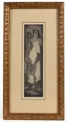MOTHER AND CHILD ETCHING by Jack Bilander, aquatint toning, sold Apr 2026