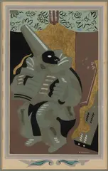 POLICHINELLE AU LIVRE / , PULCINELLA WITH A BOOK LITHOGRAPH by Gino Severini, lithograph on paper with applied gold leaf, sold Apr 2026