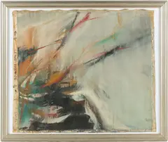 FROST, FIRE, AND ICE ABSTRACT PAINTING by Leon Berkowitz, oil on canvas, sold Apr 2026