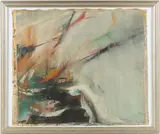 FROST, FIRE, AND ICE ABSTRACT PAINTING by Leon Berkowitz, oil on canvas, sold Apr 2026