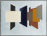 ABSTRACT PAINTING by F. E. Bishop, oil or acrylic on canvas, sold Apr 2026