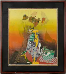 ABSTRACT WOODCUT ARTIST'S PROOF PRINT by Shanti Dave, woodcut on paper, sold Apr 2026