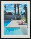 HYPER-REALIST , POOLSIDE LOUNGE CHAIRS PRINT by Danny Heller, print on cotton paper, sold Apr 2026