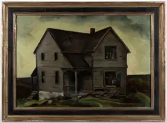LANDSCAPE WITH ABANDONED FARMHOUSE by E. Oscar Thalinger, oil on board, sold Apr 2026