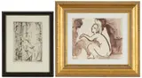 DRAWING OF THREE NUDES by Agnes Mills, watercolor on paper, sold Apr 2026