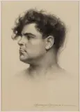 PORTRAIT STUDY OF A YOUNG MAN by Charles Bosseron Chambers, charcoal on paper, sold Apr 2026