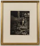 SUBURBAN EVENING by Martin Lewis, drypoint etching on paper, sold Apr 2026