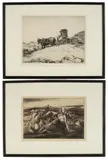 CUTTING FODDER ETCHING, an agrarian view with young woman and child resting in a field surrounded by goats, a man in the background with scythe by John Edward Costigan, pencil signed in lower margin, offered Apr 2026